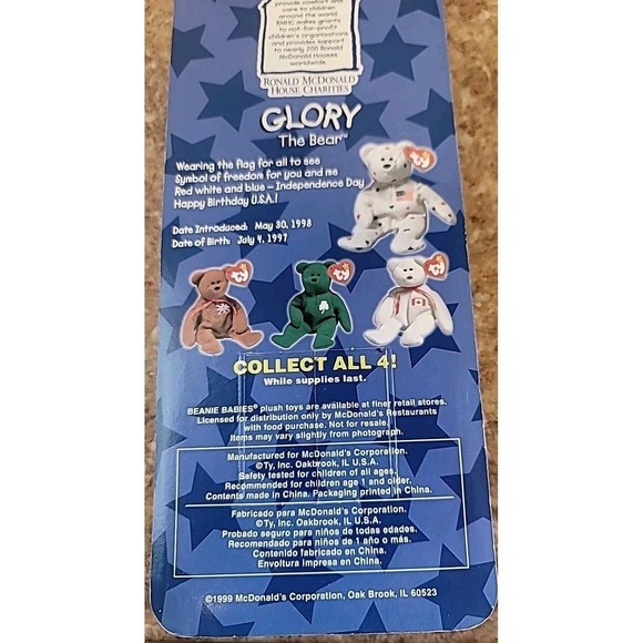 Full Set of 4 International McDonald's Teenie Beanie Babies from 1999 Sealed - Picture 3 of 9